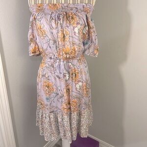 Wonderly Lavender Floral off the shoulder Dress